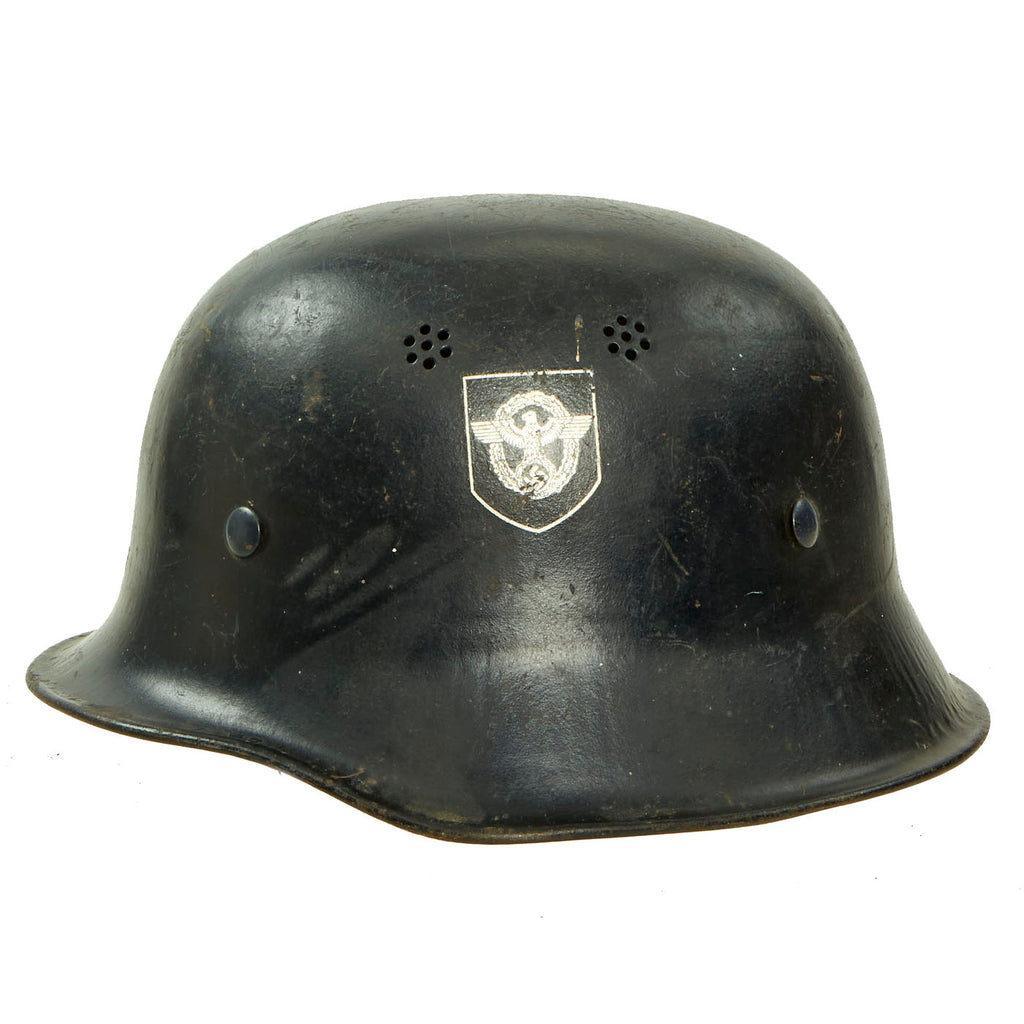 Original German WWII Late War M34 NSDAP Double Decal Civic Police Steel Helmet with 56cm Liner - Ordnungspolizei Original Items