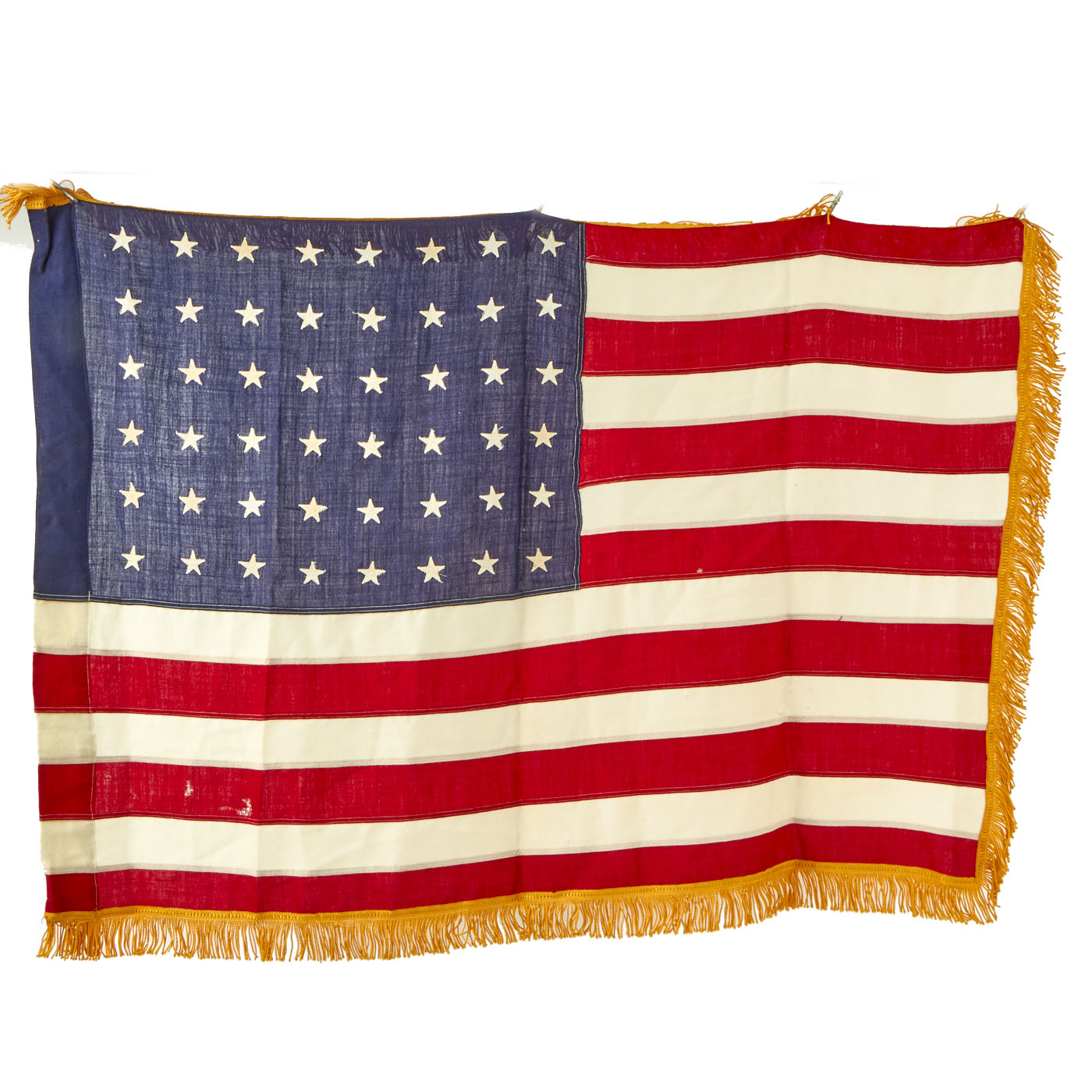 Original U.S. WWII Ceremonial 48 Star Cotton Fringed National Flag