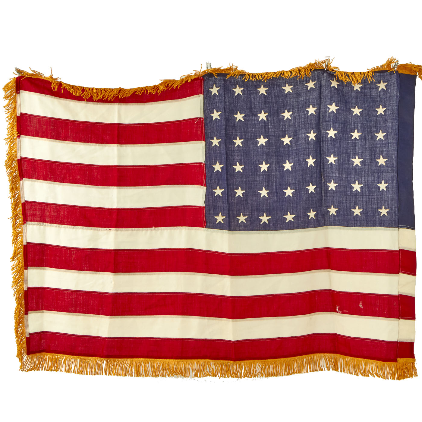Original U.S. WWII Ceremonial 48 Star Cotton Fringed National Flag