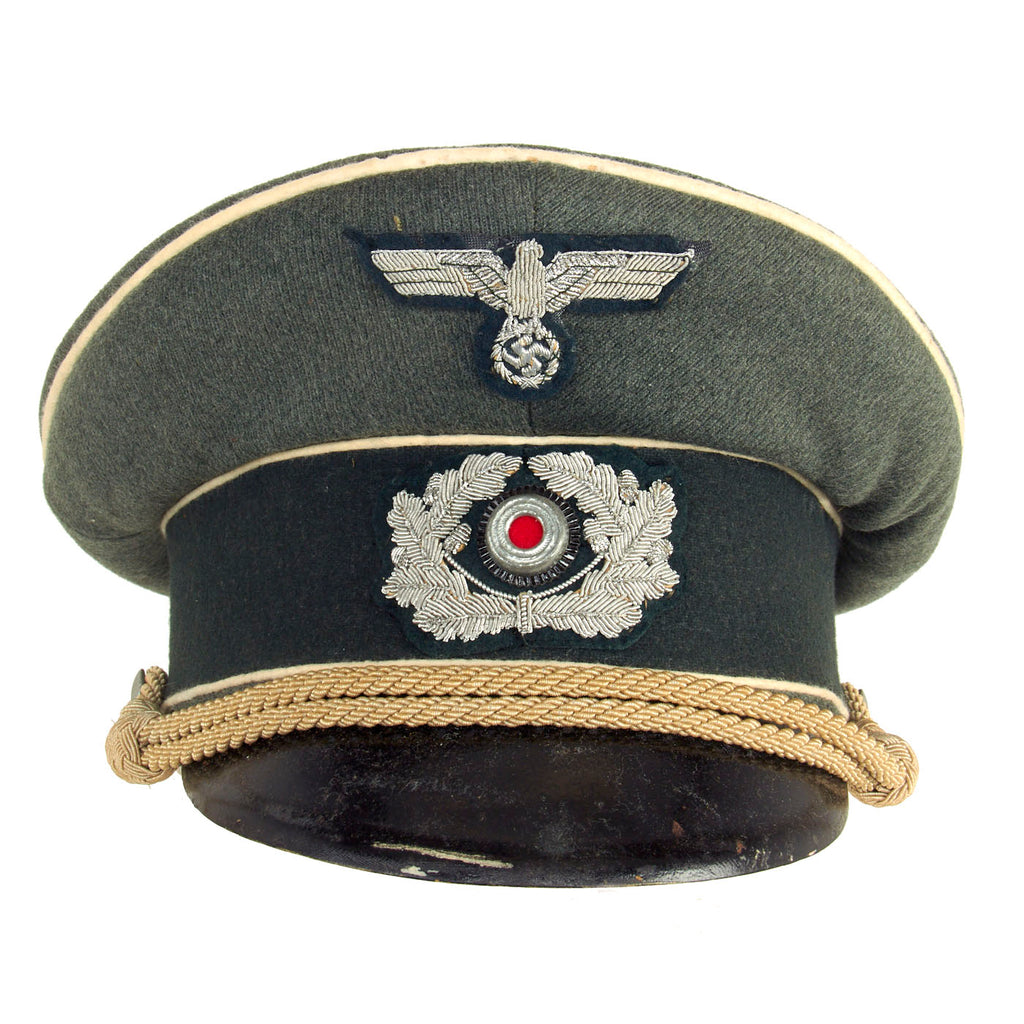 Original German WWII Army Heer Infantry Officer Schirmmütze Visor Cap - Size 57 Original Items
