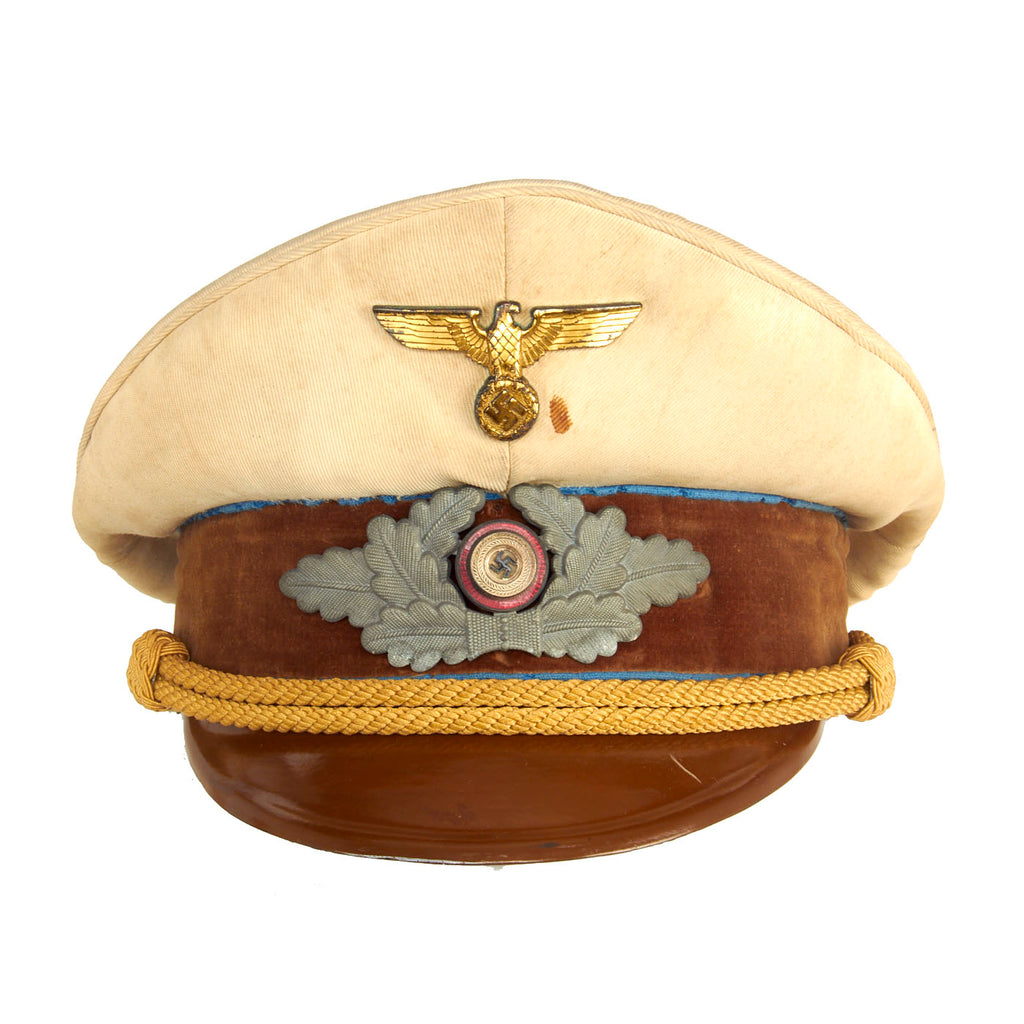 Original German WWII Italian made NSDAP Ortsgruppe Local Level Political Leader's White Top Visor Cap - Size 57 Original Items