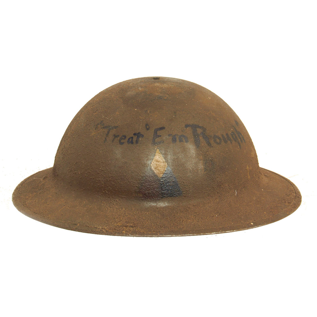 Original U.S. WWI Tank Corps of the American Expeditionary Forces Painted Doughboy Helmet With Liner and Chin Strap - Size 7 ⅛ Original Items