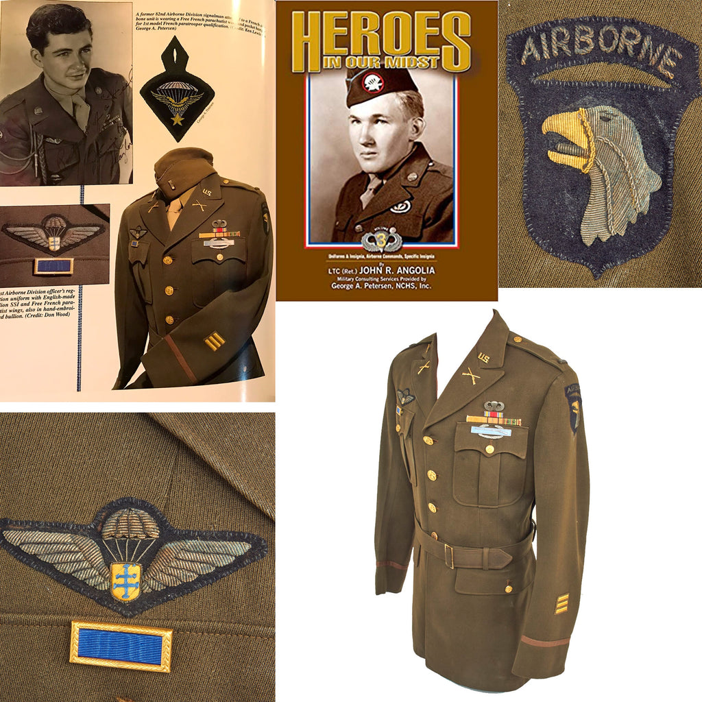 Original U.S. WWII 101st Airborne Division Class A Uniform Coat Featuring British Made Bullion Insignia - Featured in Heroes in our Midst Volume 3 Original Items