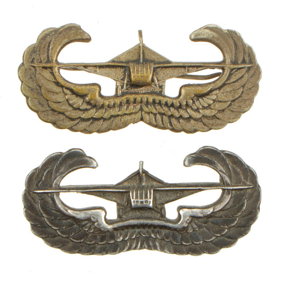 Original U.S. WWII Set of 2 Japanese Occupation Made Airborne Glider Wings - One dated 1946 & One Marked Sterling Original Items