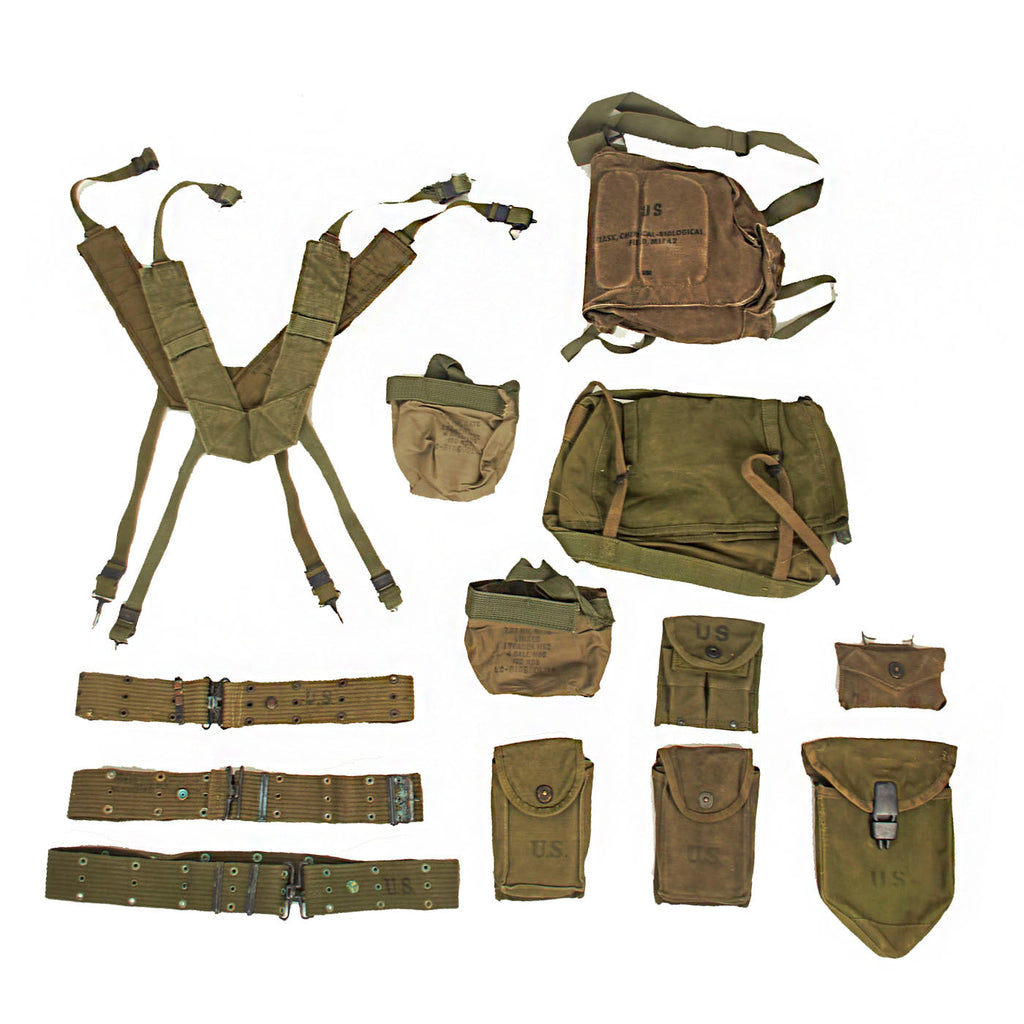 Original U.S. Vietnam / Cold War Era Field Gear and Modernized Load-Carrying Equipment Lot - 13 Items Original Items