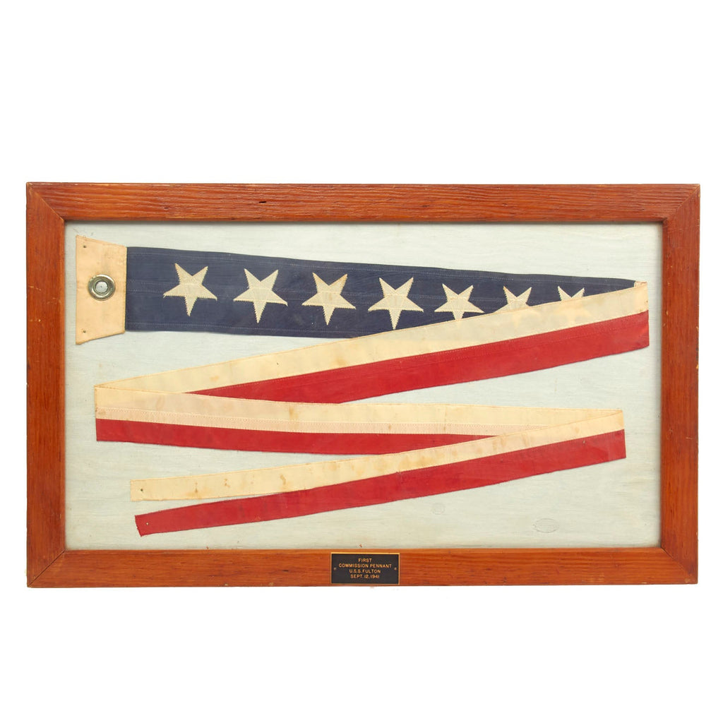 Original WWII U.S. Navy First Commission Pennant of the Submarine Tender U.S.S Fulton from September 12, 1941 Original Items