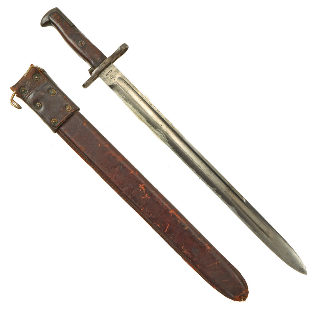Original U.S. WWI M1905 Springfield 16" Rifle Bayonet marked S.A. dated 1906 with R.I.A. 1921 Reissued Scabbard Original Items