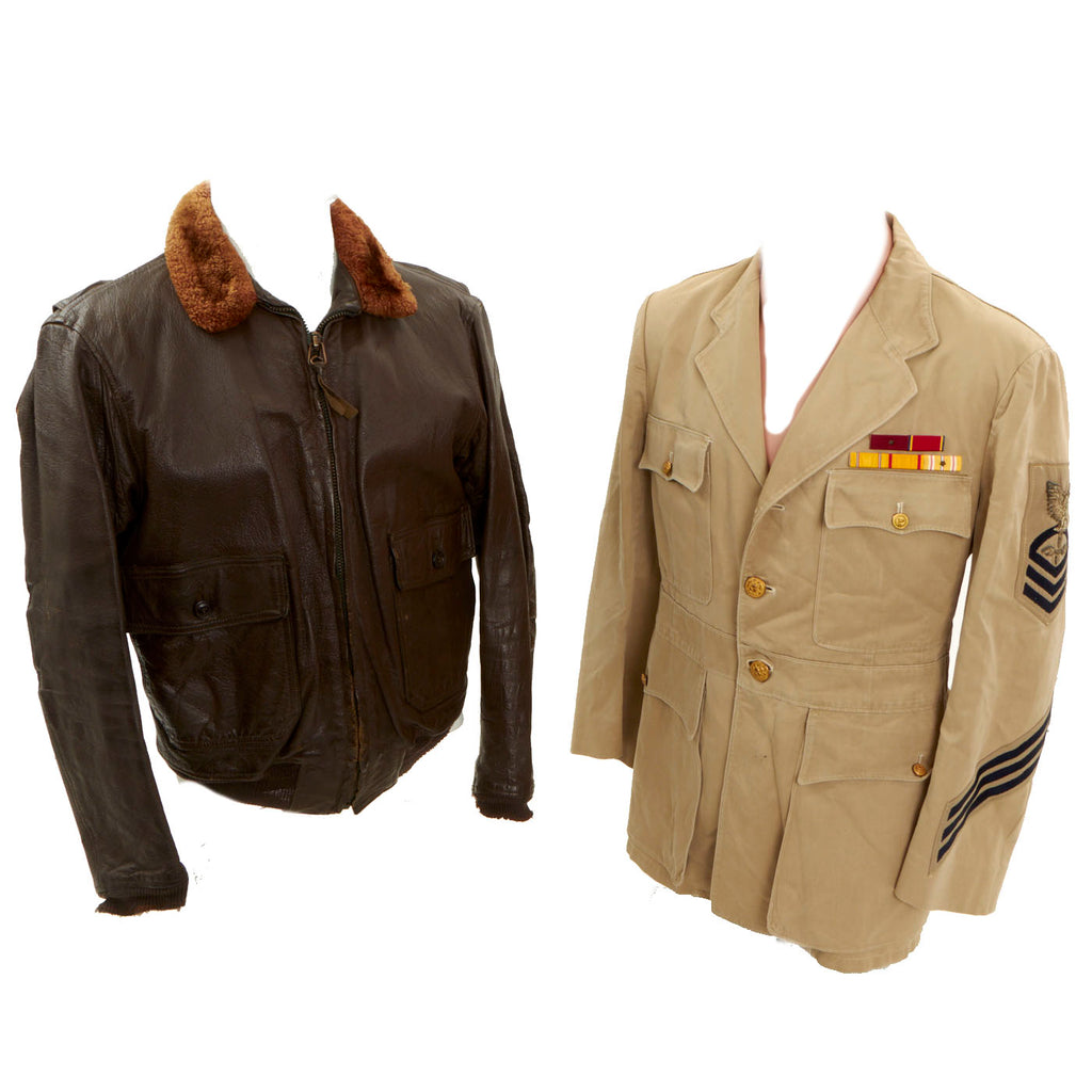 Original U.S. Post WWII & Vietnam War Era Navy Aviators Bomber Jacket and Service Jacket - 2 Items Original Items