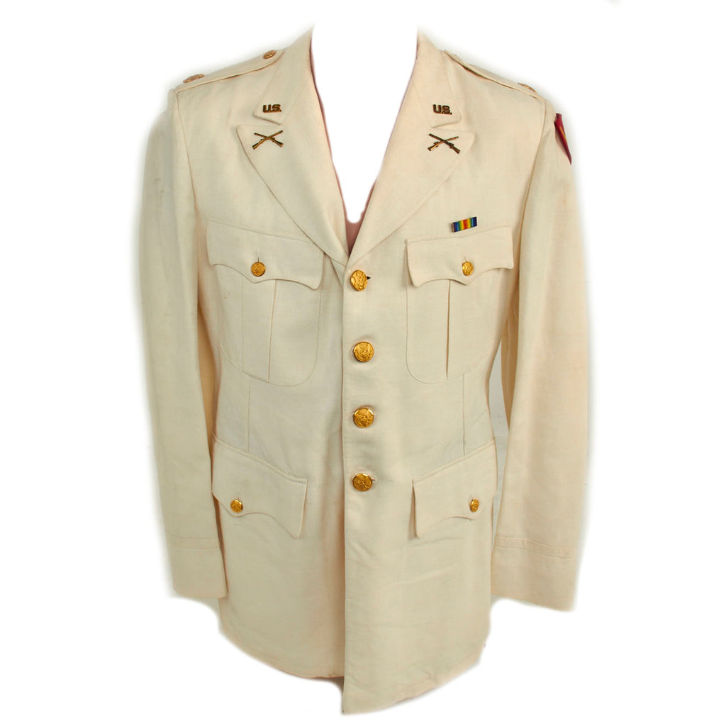 Original U.S. Early WWII US Army Major’s Philippine Division Tropical Dress White Uniform Jacket Original Items