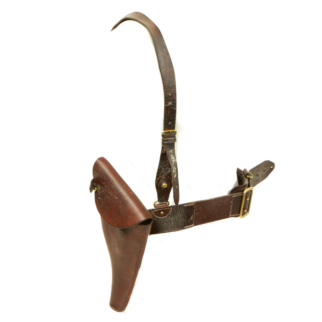 Original British WWI Officer's Webley .455 Holster dated 1917 with Original Sam Browne Belt Rig Original Items