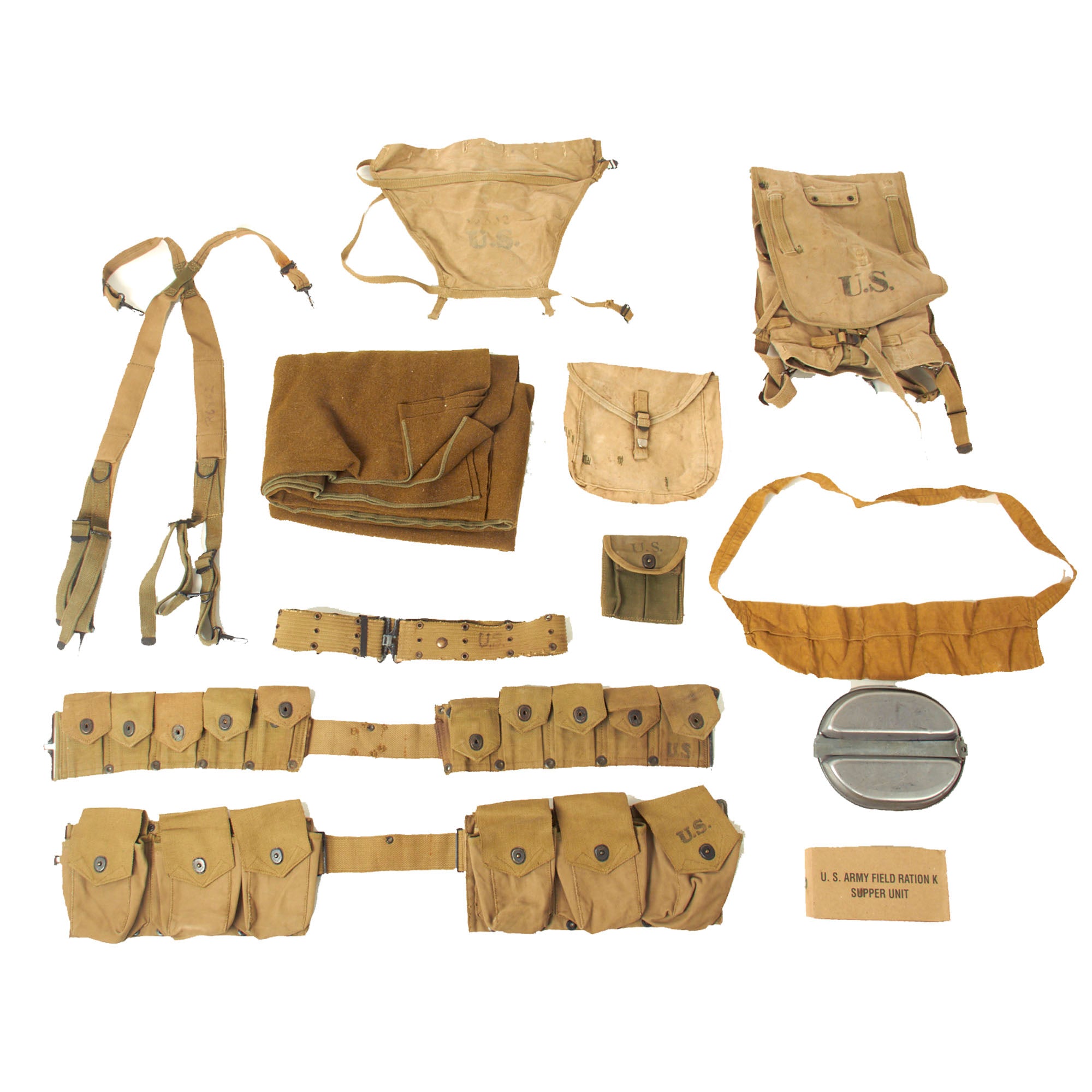Original U.S. WWII G.I. Field Gear Lot - 13 Items
