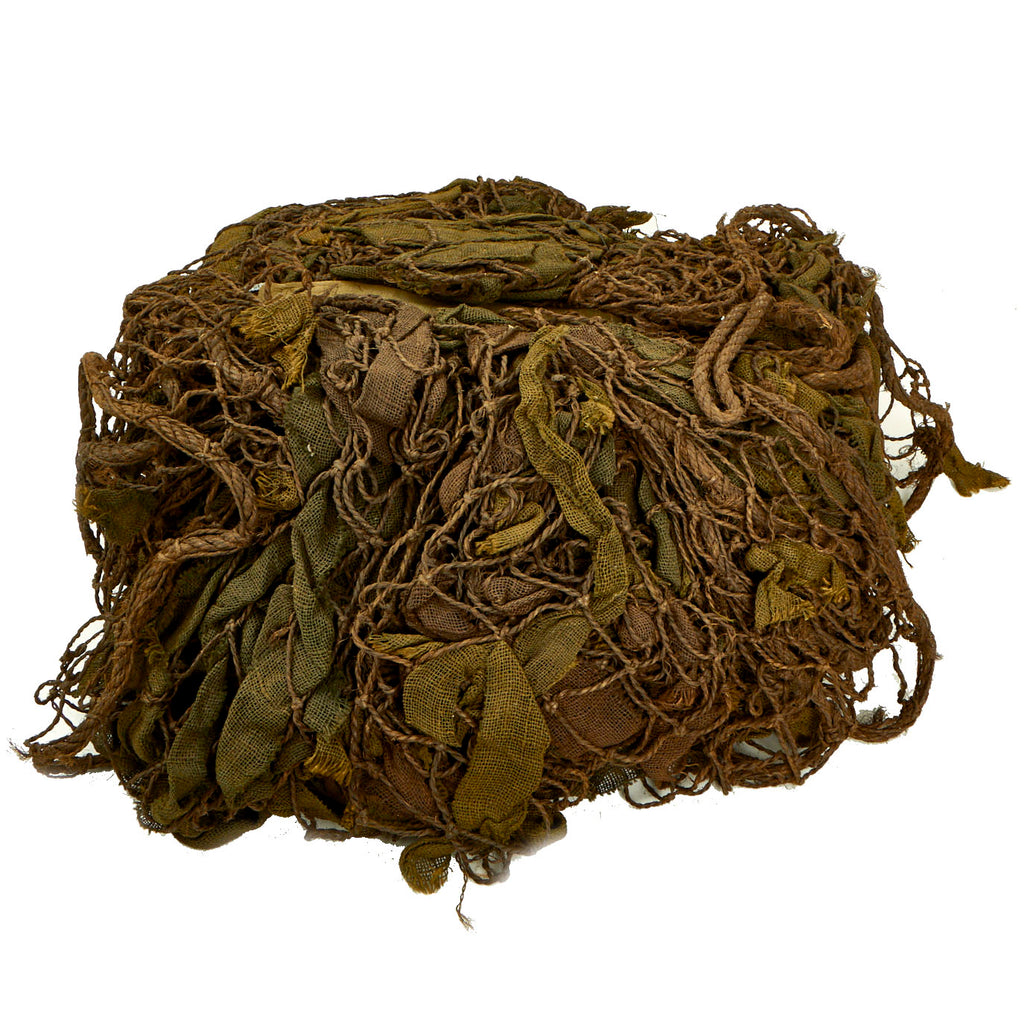 Original U.S. WWII Massive Vehicle Size Camouflage Net with Green & Brown Burlap Strips Original Items
