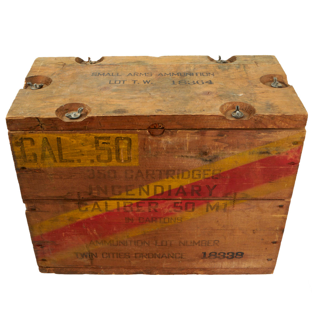 Original U.S. WWII 350 Round Wooden Ammunition Crate for Incendiary .50 M1 Cartridges Original Items