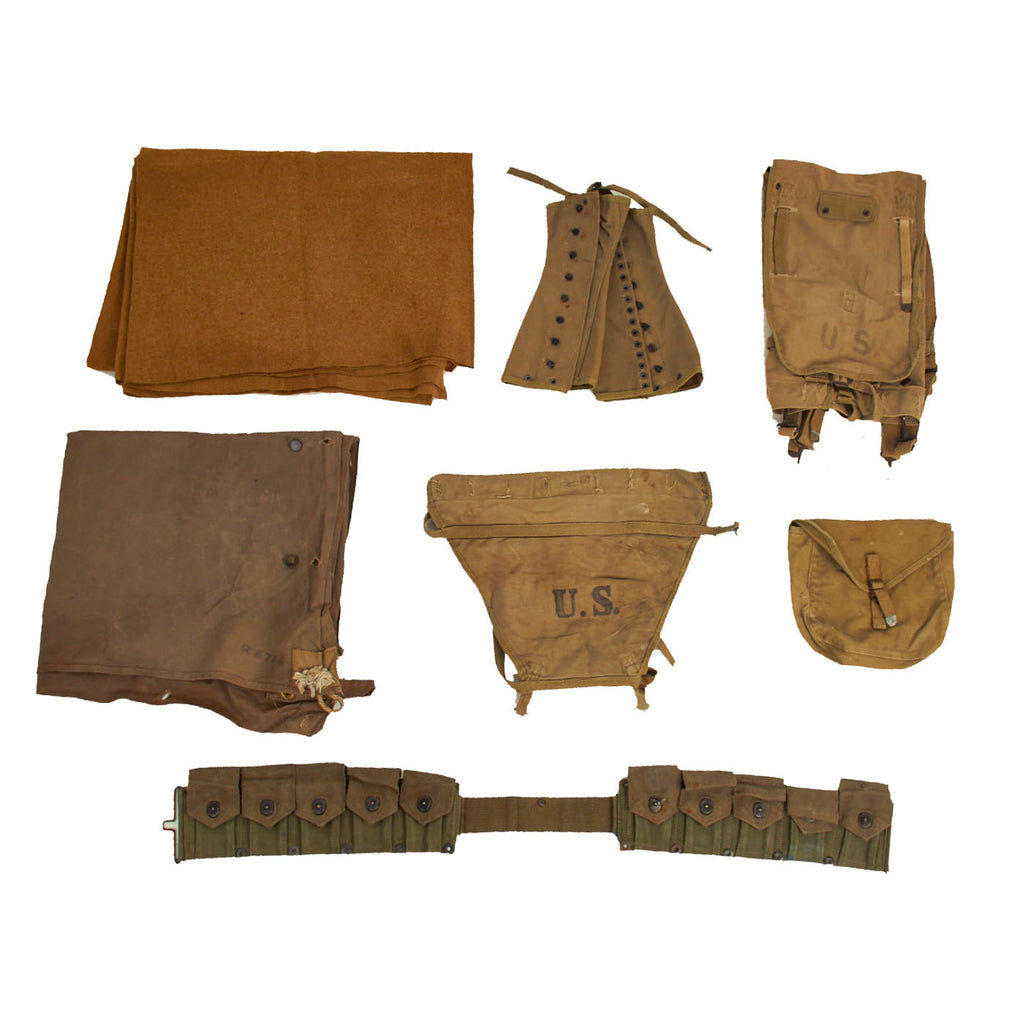 Original U.S. WWII G.I. Field Gear Lot - 7 Items Original Items