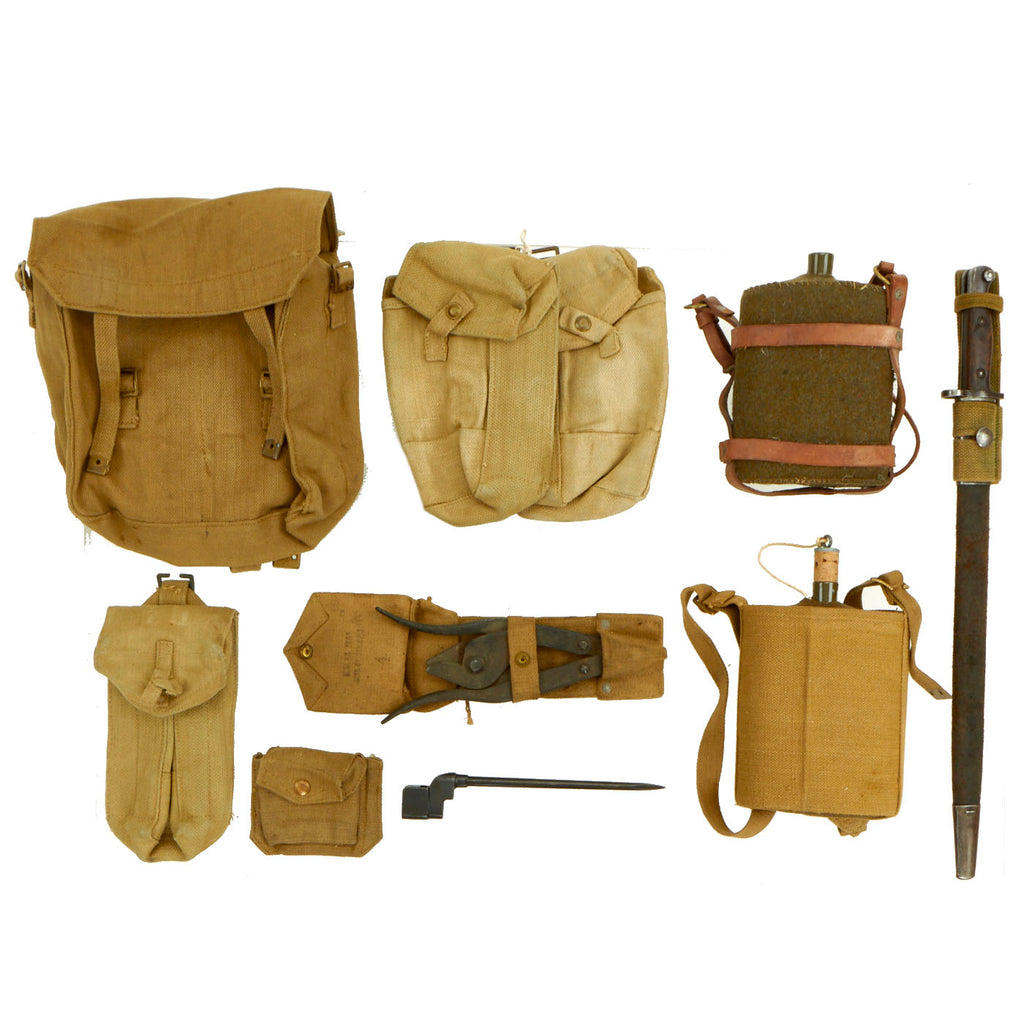 Original British WWII Royal British Army Bayonet & Field Gear Lot - 18 Items Original Items