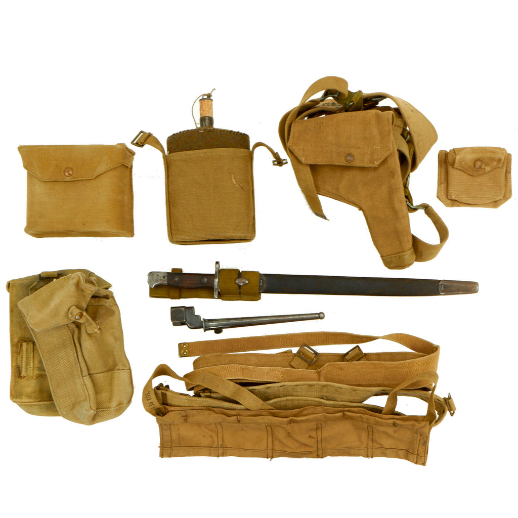 Original British WWII Royal British Army Bayonet & Field Gear Lot - 18 Items Original Items