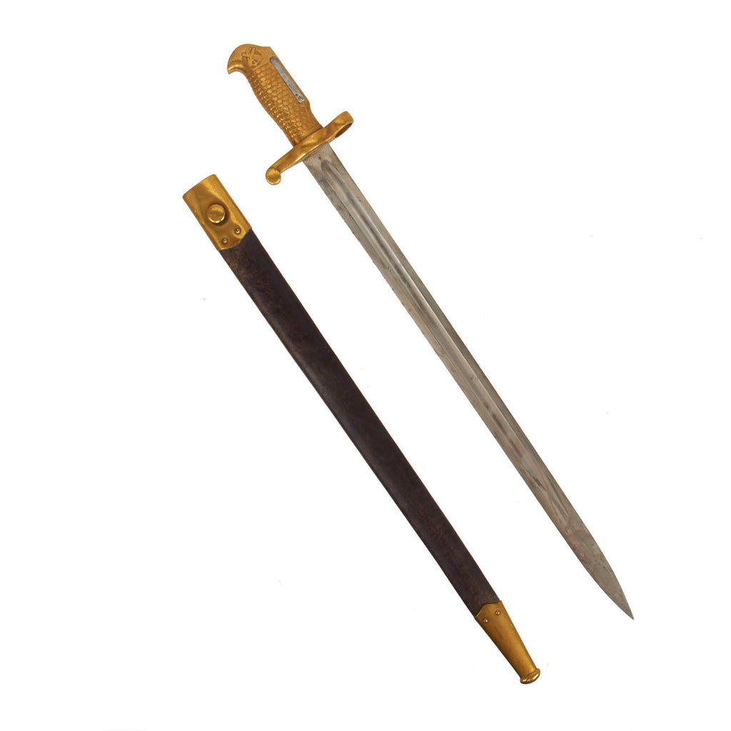 Original U.S. Navy M-1870 Type 2 Brass Hilted Bayonet with Scabbard by Ames Dated 1871 - M1870 Rolling Block Original Items