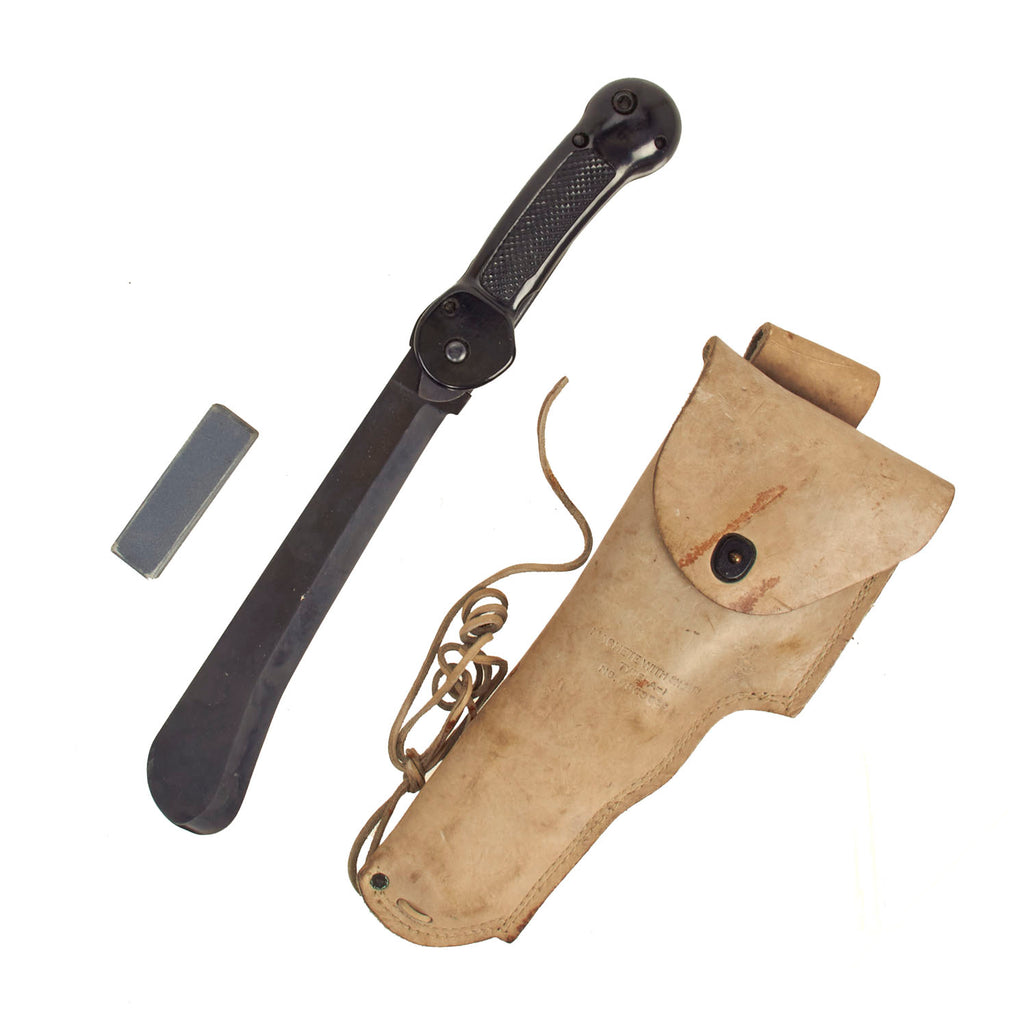 Original U.S. WWII Unissued USAAF Imperial Folding Survival Machete Type A-1 with Scabbard & Whetstone Original Items