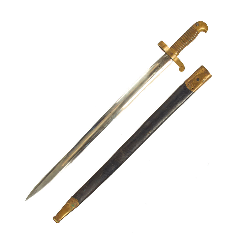 Original U.S. Civil War Model 1863 Remington Zouave Brass Hilted Bayonet with Scabbard Original Items