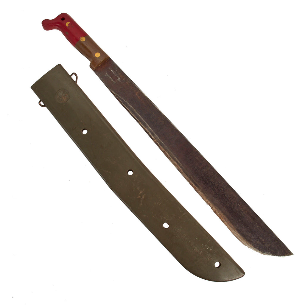 Original U.S. WWII Army Air Forces 23” Machete by True Temper (American Fork & Hoe) in AAF Marked Scabbard - Dated 1945 Original Items