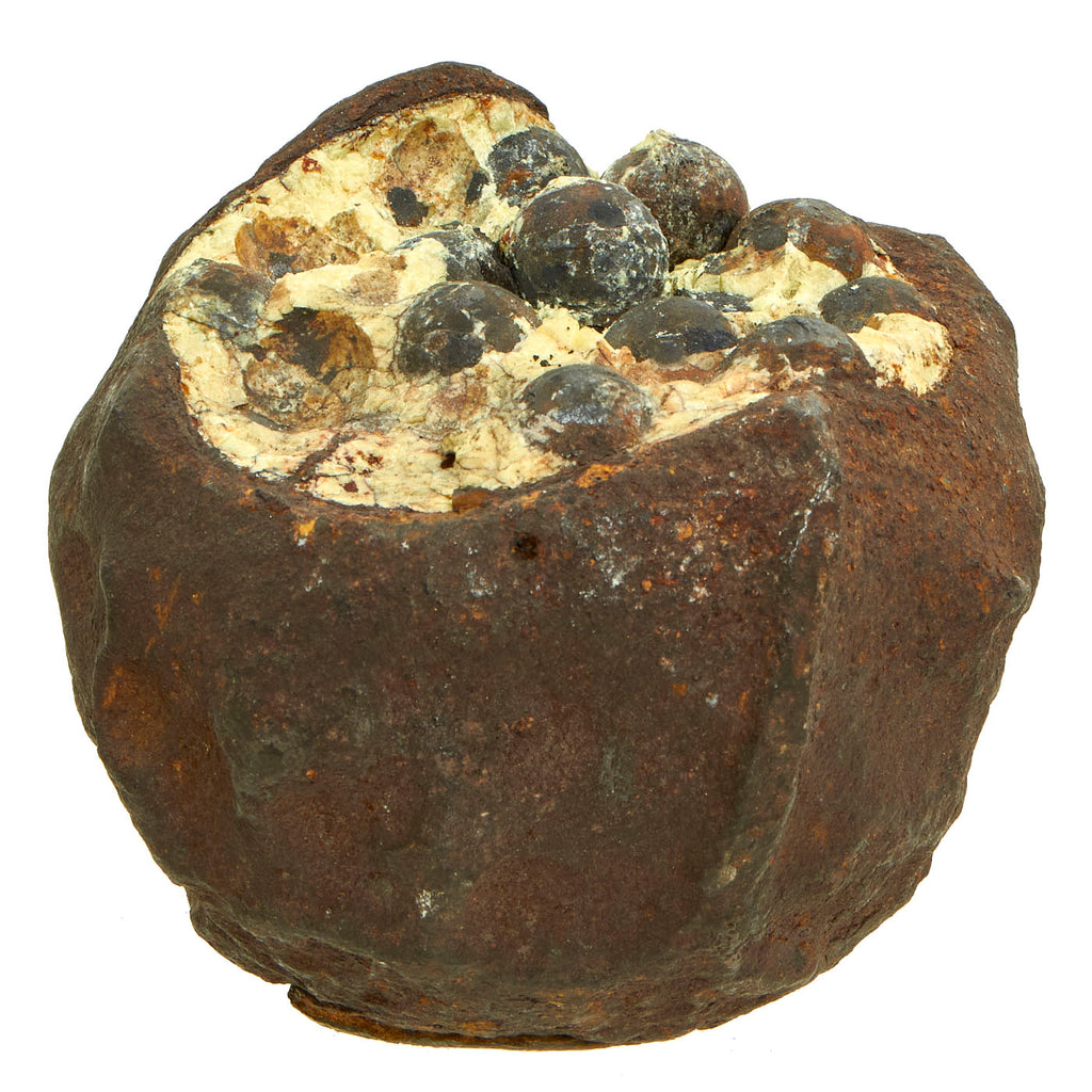 Original U.S. Civil War Federal INERT 12 Pdr Cannonball With Bormann Time Fuse - Ground Dug Original Items