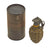 Original U.S. WWII Inert MkII Yellow Ring Pineapple Fragmentation Grenade With M10A3 Fuze and M41A1 Transportation Canister Original Items