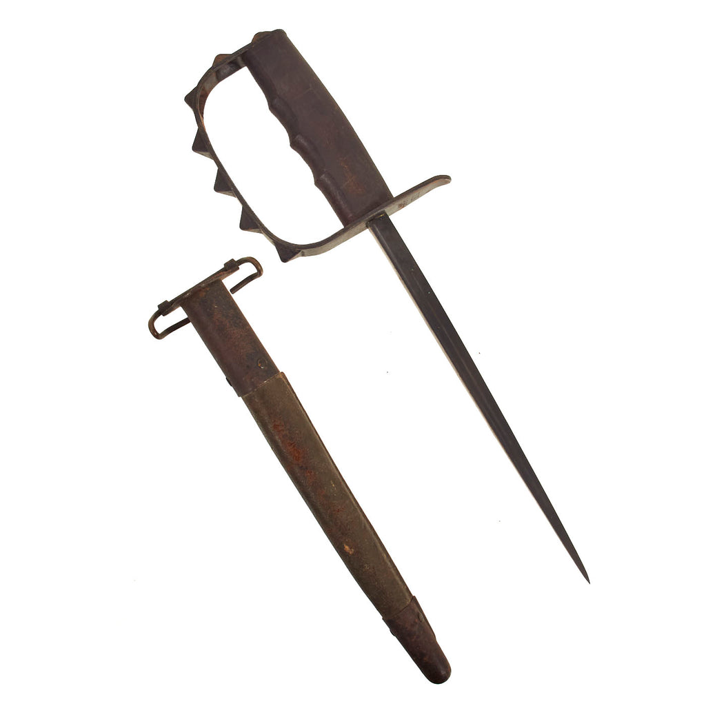 Original U.S. WWI M1917 Trench Knife by L.F. & C. dated 1917 with Scabbard by Jewell dated 1918 Original Items