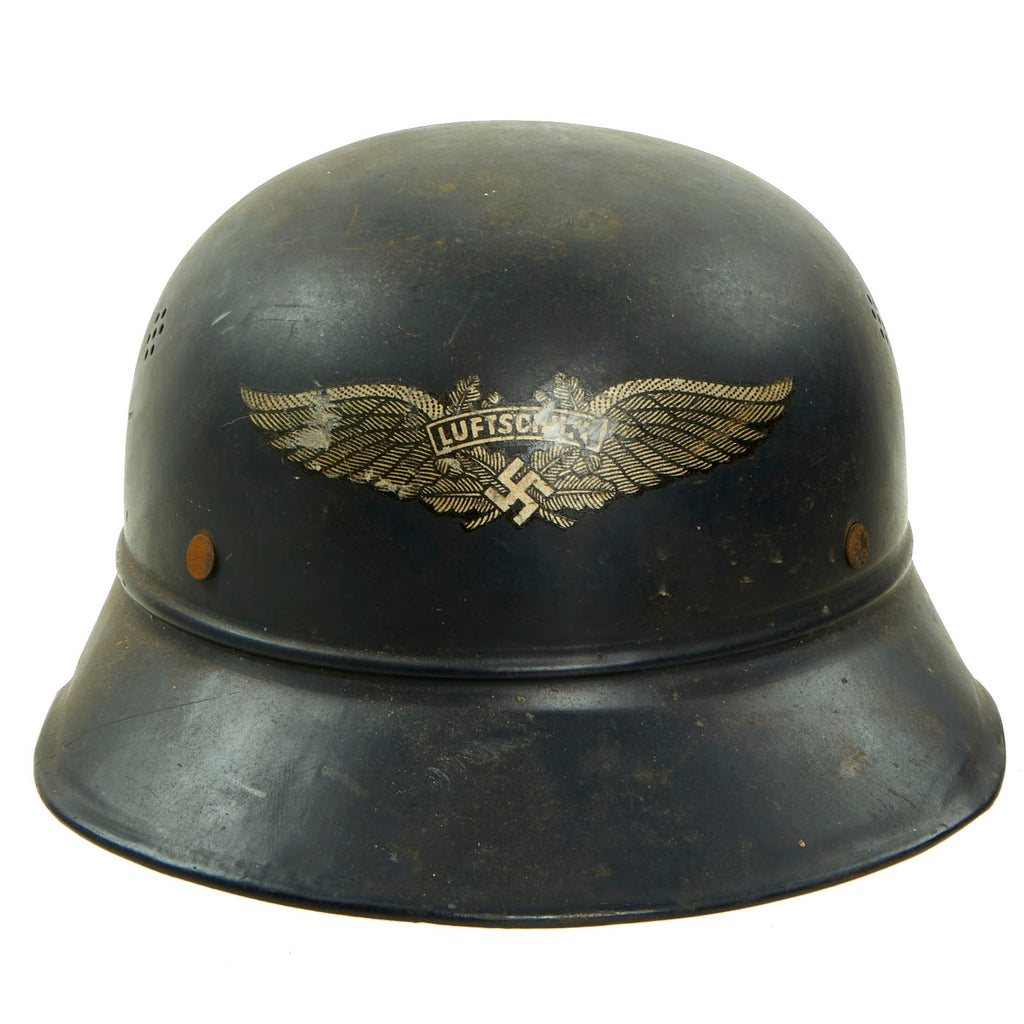 Original German WWII M38 Luftschutz Beaded Gladiator Air Defense Helmet - dated 1939 Original Items