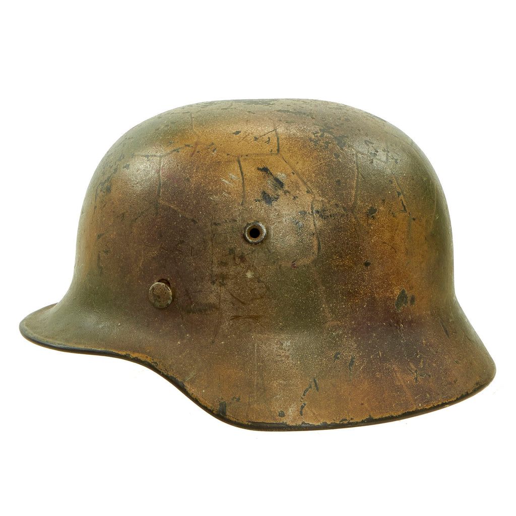Original German WWII Normandy Camouflage Former Chicken Wire M40 Helmet with 54cm Liner - Size 62 Shell Original Items