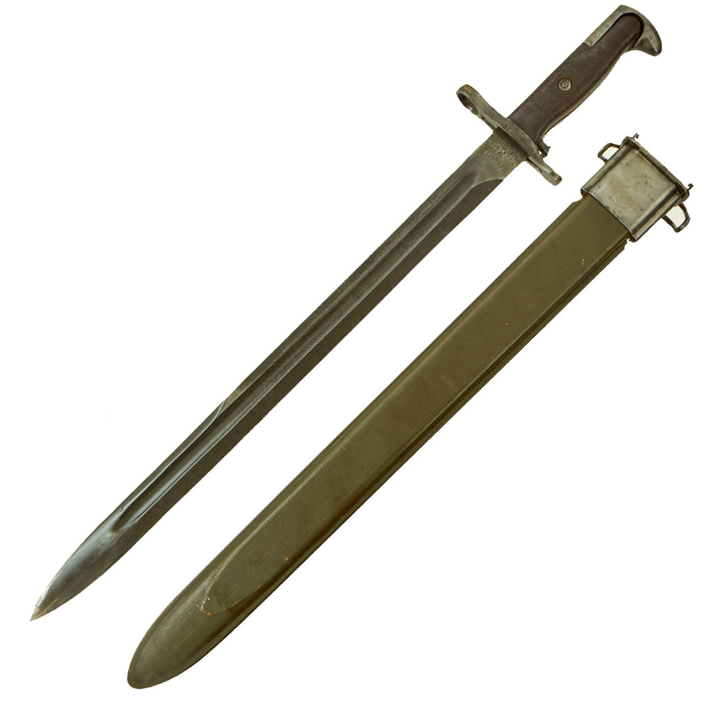 Original U.S. WWII M1942 Garand 16" Bayonet by American Fork & Hoe with M3 Scabbard - dated 1943 Original Items