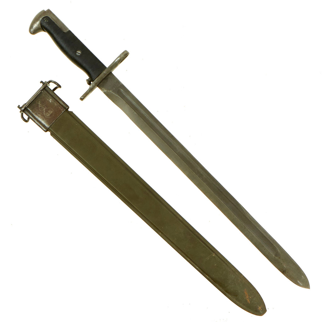 Original U.S. WWII M1942 Garand Rifle 16 inch Bayonet by PAL with Repaired M3 Scabbard - dated 1943 Original Items