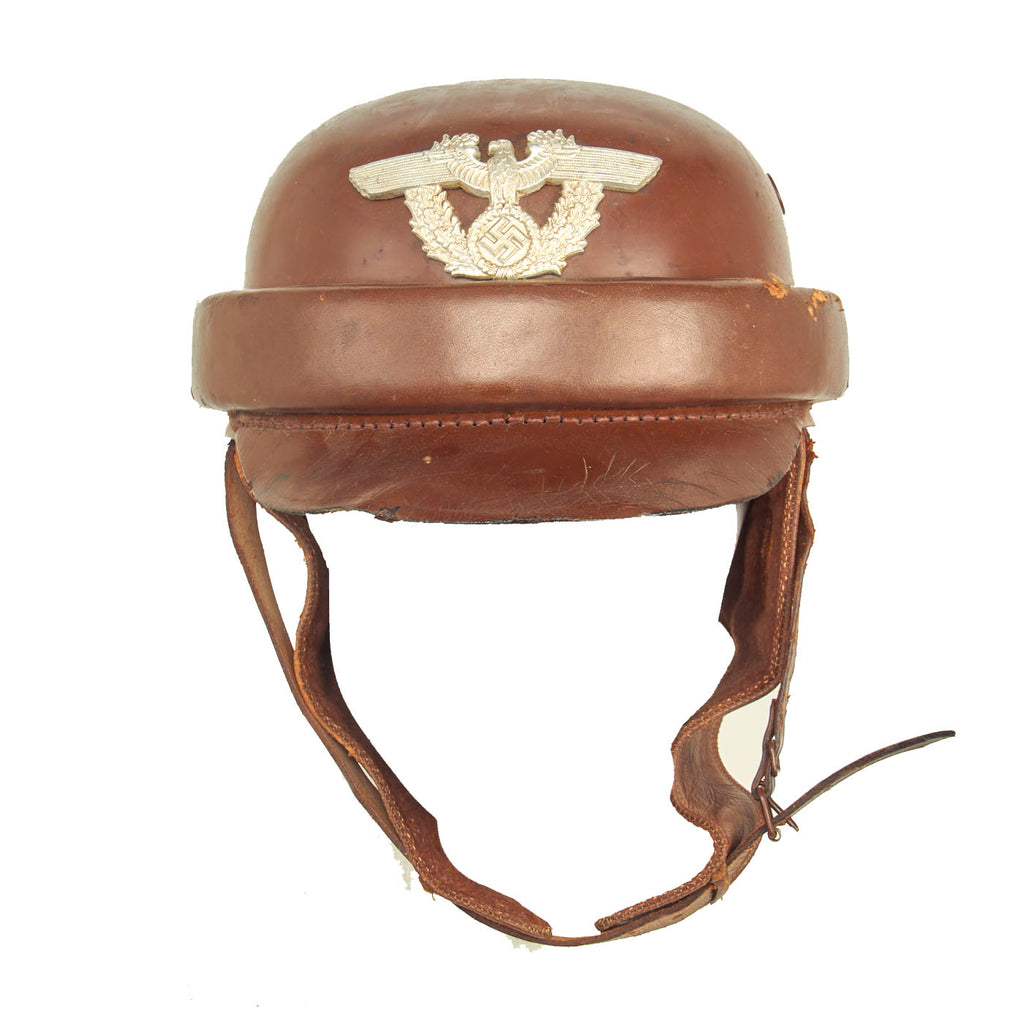 Original German WWII Rural Police Motorcycle Crash Helmet by EREL - Size 57 Original Items