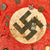 Original German WWII USGI Bring Back Worn NSDAP National Flag with Approx. 40 Attached Tinnies - 17" x 26" Original Items