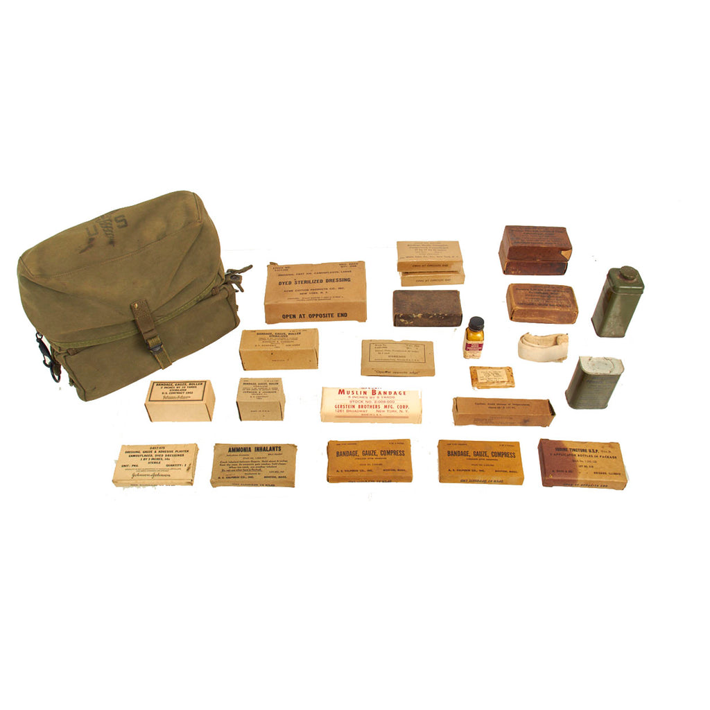 Original U.S. Korean War Canvas 1st Pattern M3 Medical Bag With Contents - 20 Plus Items Original Items