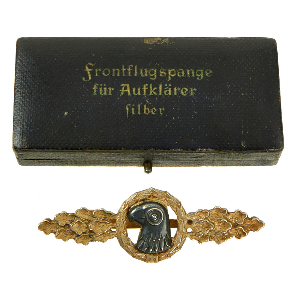 Original German WWII Luftwaffe Silver Grade Cased Front Flying Clasp for Reconnaissance Pilots - Frontflugspange Original Items