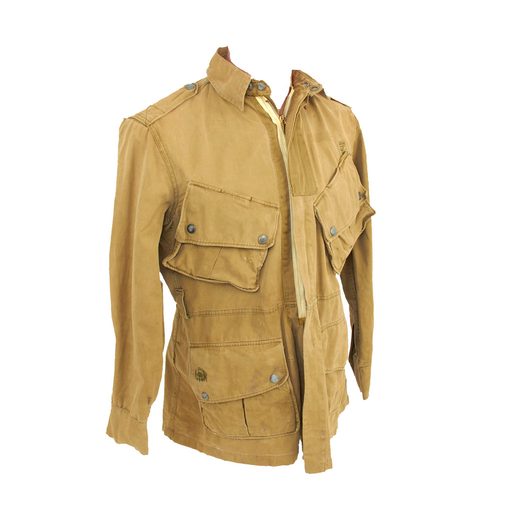 Original U.S. WWII Service Worn M1942 Paratrooper Jump Jacket without Reinforcements - Marked With Multiple Laundry Numbers Original Items
