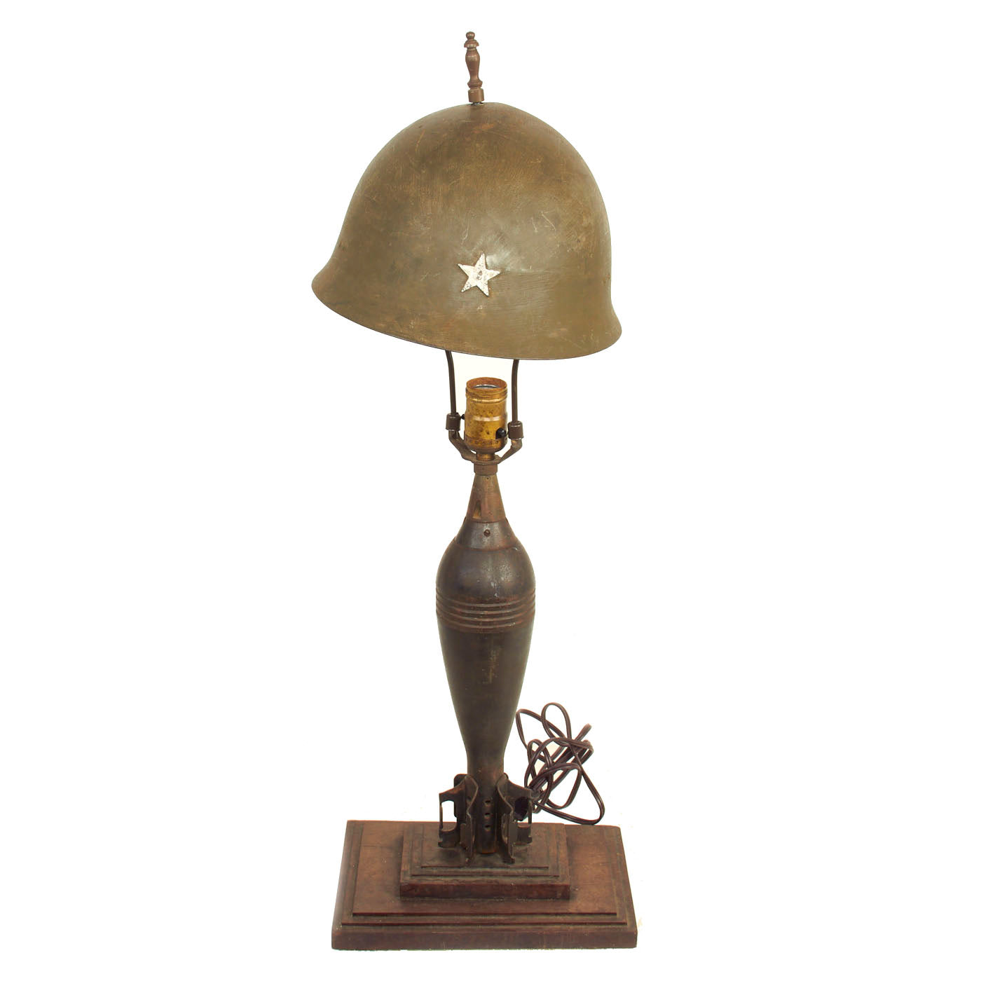 Original U.S. WWII Trench Art Lamp made with Japanese WWII Type 92