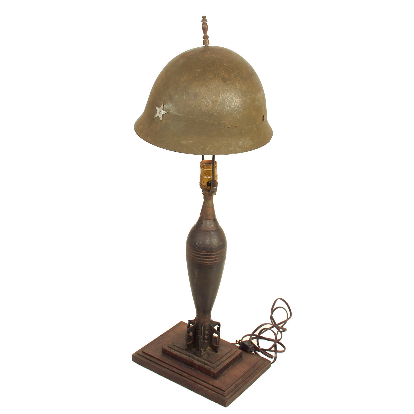 Original U.S. WWII Trench Art Lamp made with Japanese WWII Type 92