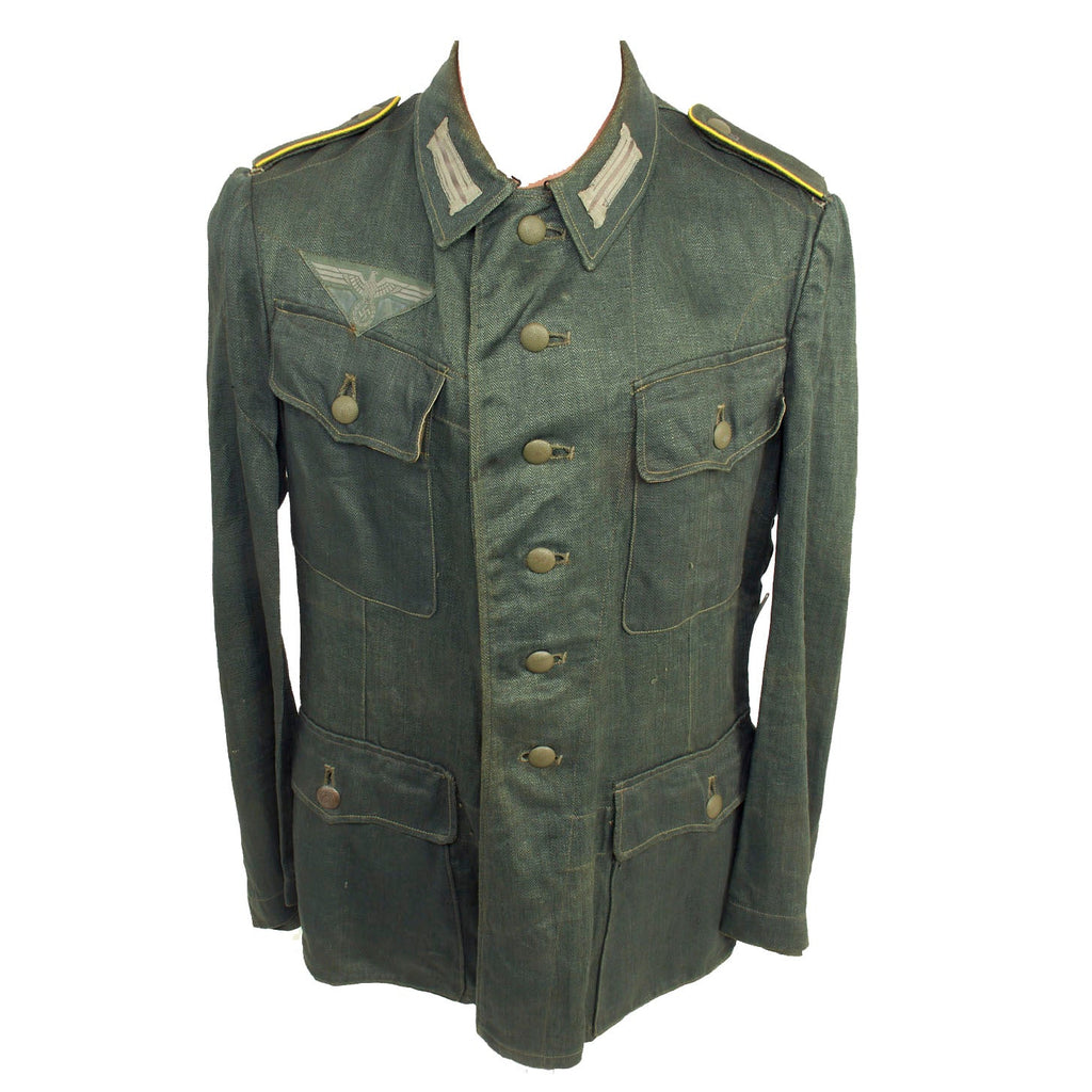 Original German WWII Heer Army Signals Enlisted Man's M42 Herringbone Twill Battle Tunic Original Items