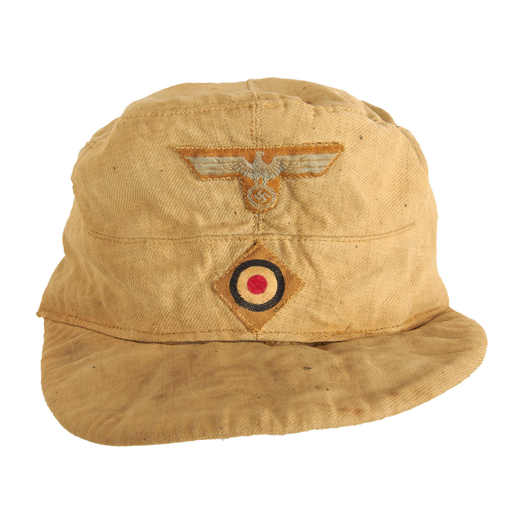 Original German WWII Service Worn M41 Afrikakorps DAK Tropical Field Cap - Tropeneinheitsfeldmütze Original Items