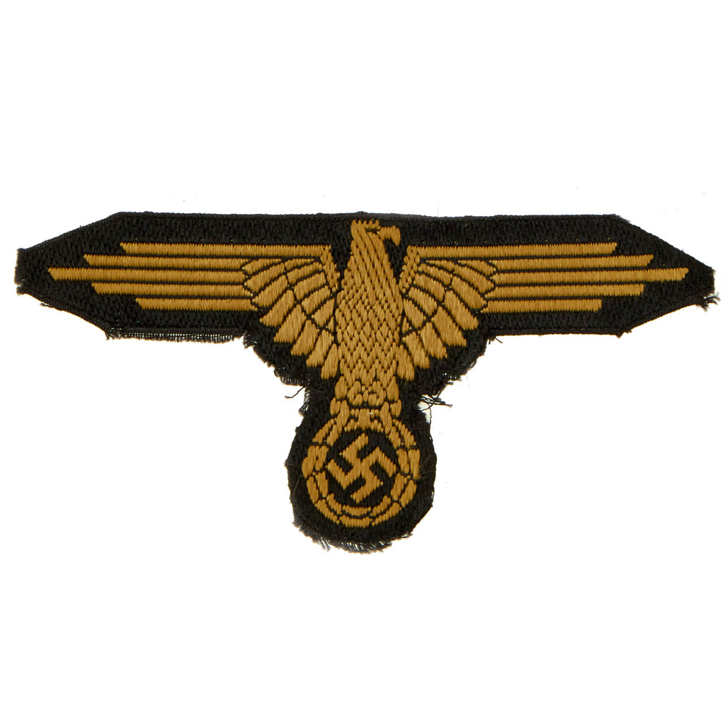 Original German WWII SS Afrika Korps M43 Cap Eagle BeVO Embroidered Insignia - Cut Out Original Items