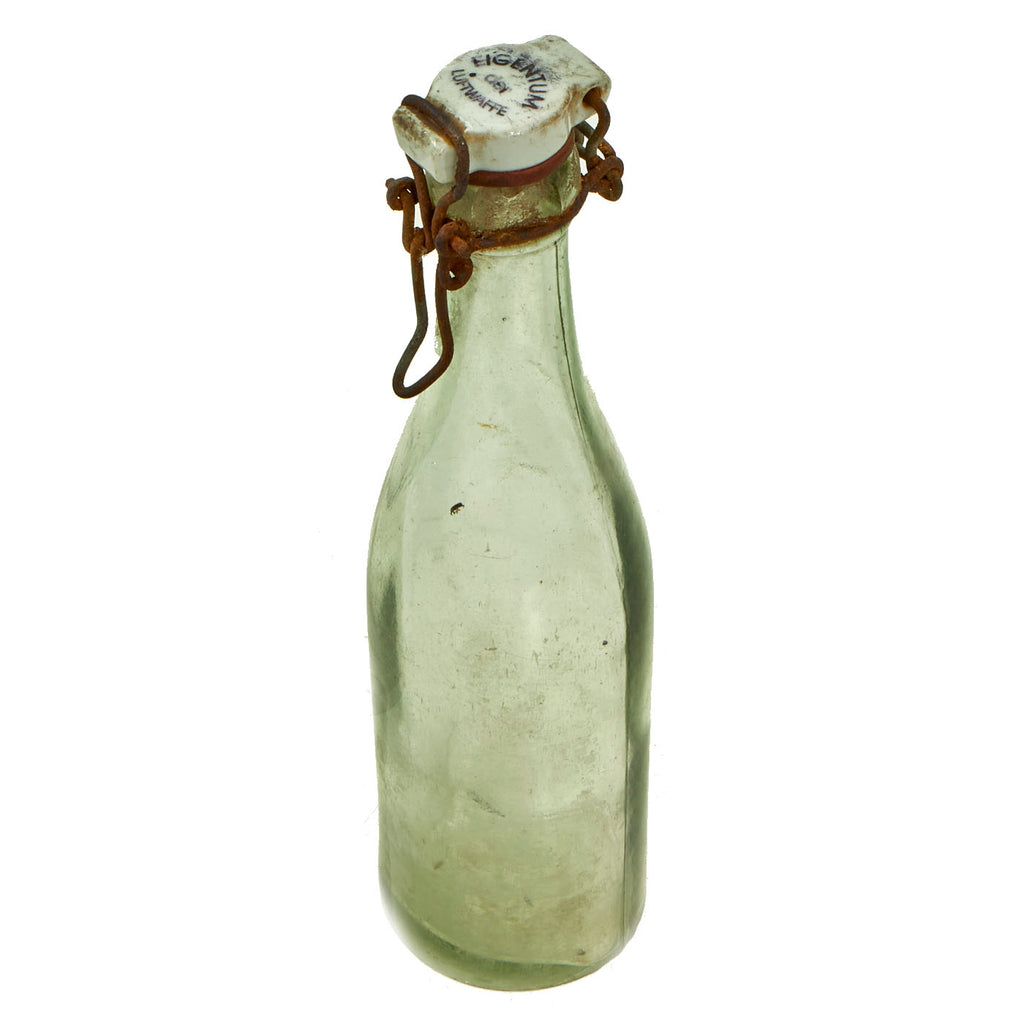Original German WWII Luftwaffe Marked Clear Glass Beer or Wine Bottle - Marked Property of Luftwaffe Original Items