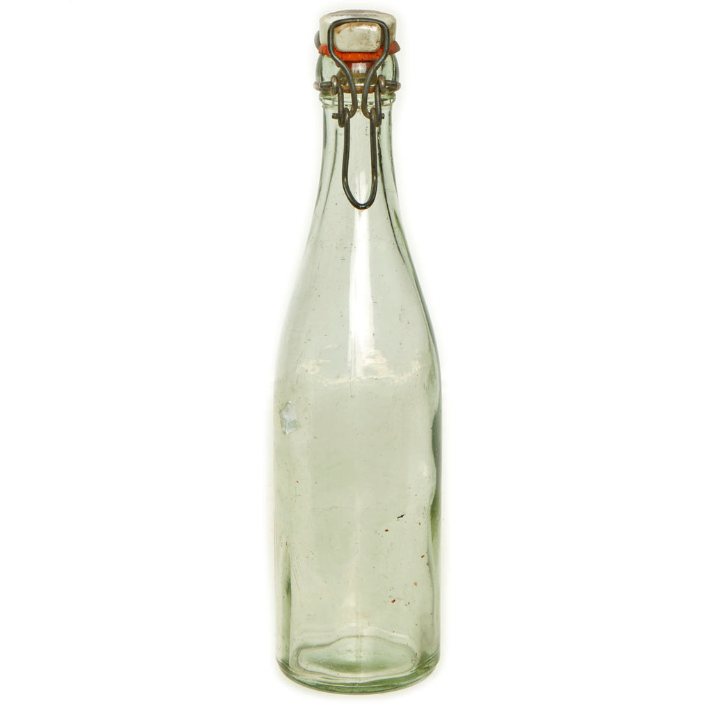 Original German WWII Luftwaffe Marked Small Clear Glass Beer or Wine Bottle - Marked Property of Luftwaffe Original Items