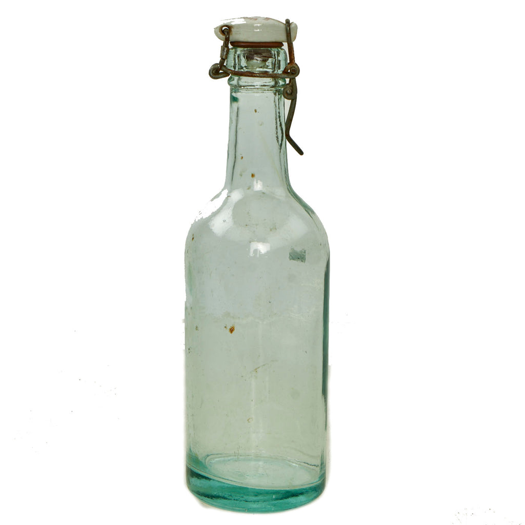 Original German WWII Luftwaffe Marked Clear Glass Beer or Wine Bottle - Marked Property of Luftwaffe Original Items