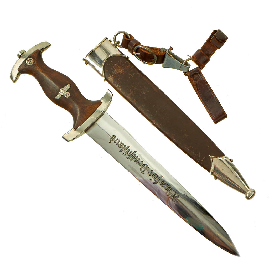 Original German Early WWII SA Dagger by AESCULAP of Tuttlingen with 3 Piece Belt Hanger & Scabbard Original Items