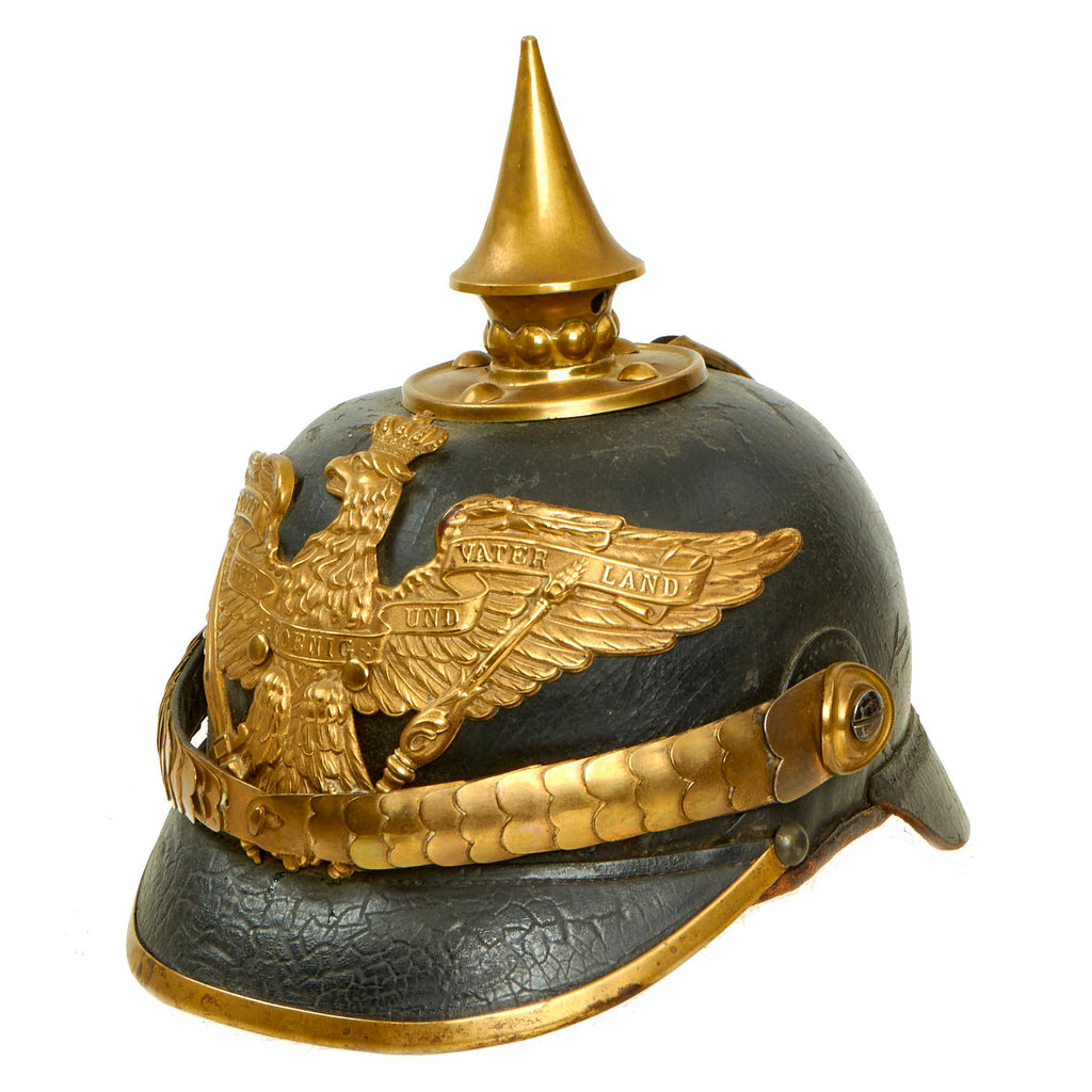 Original German Prussian M1871 Garde Infantry EM-NCO Pickelhaube Helmet- Dated 1887 Original Items