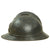 Original French WWI Issue Model 1915 Adrian Helmet in Horizon Blue with Artillery RF Badge and Early First Pattern Liner Original Items