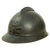 Original French WWI Issue Model 1915 Adrian Helmet in Horizon Blue with Artillery RF Badge and Early First Pattern Liner Original Items