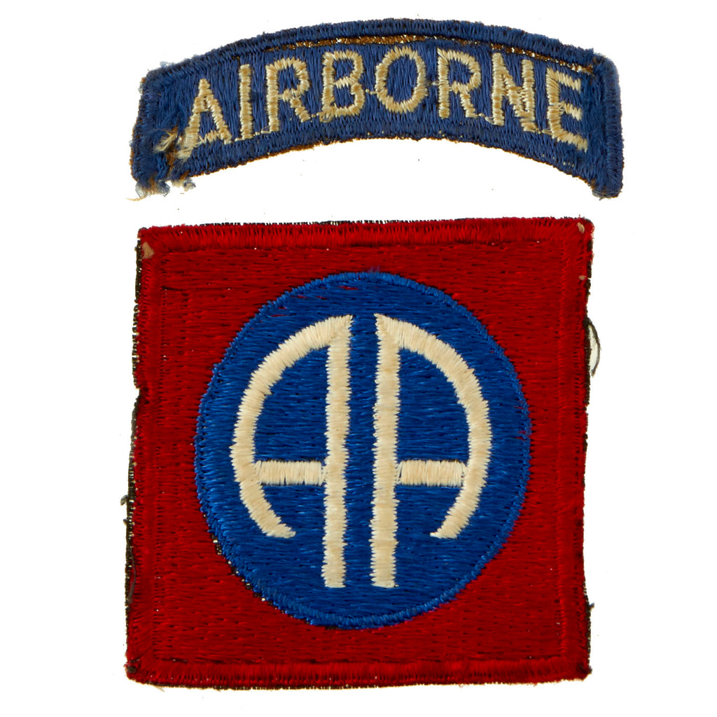 Original U.S. WWII British Made 82nd Airborne Division “All American” Shoulder Sleeve Insignia With Rocker - Uniform Removed Original Items