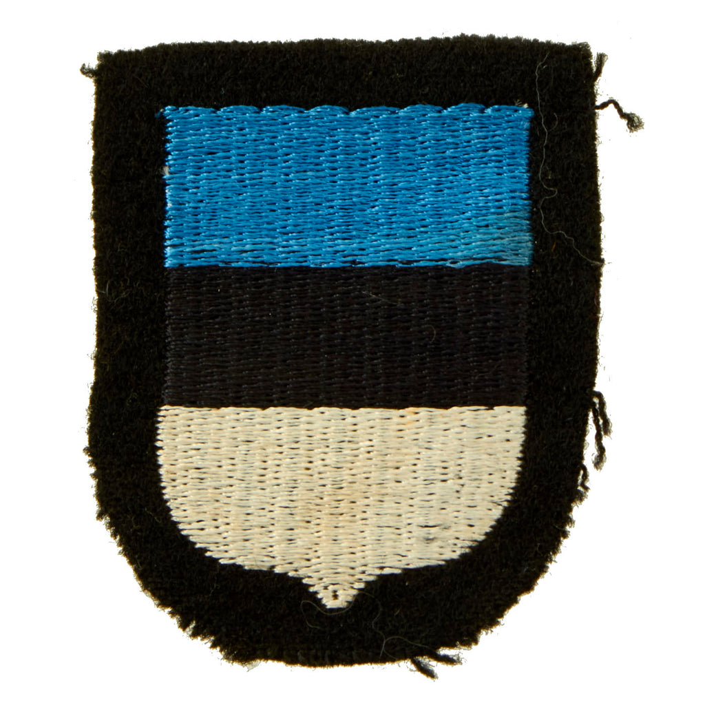 Original German WWII Embroidered Waffen SS Estonian Volunteer Shield Sleeve Insignia Original Items